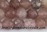 CBQ762 15 inches 7mm faceted round strawberry quartz beads