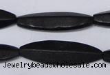 CBS14 15.5 inches 12*40mm marquise black stone beads wholesale