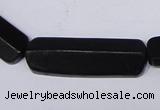 CBS15 15.5 inches 12*40mm cylinder black stone beads wholesale