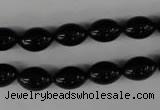 CBS201 15.5 inches 8*12mm rice blackstone beads wholesale