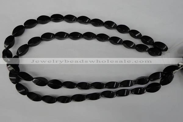 CBS214 15.5 inches 8*16mm twisted rice blackstone beads wholesale