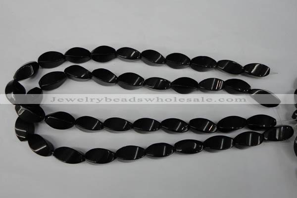 CBS215 15.5 inches 10*20mm twisted rice blackstone beads wholesale