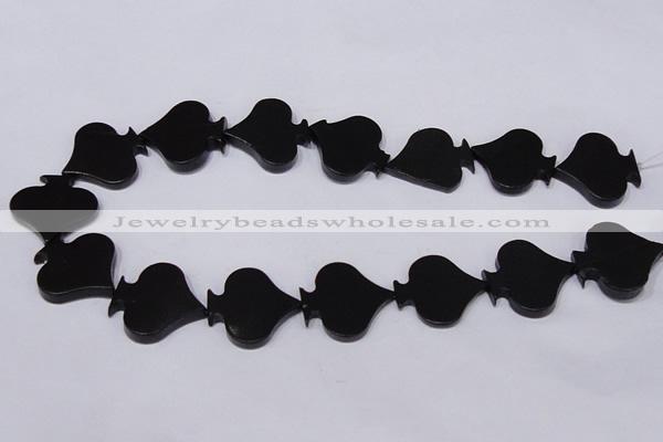 CBS22 15.5 inches 28*28mm heart black stone beads wholesale