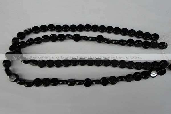 CBS238 15.5 inches 10mm flat round blackstone beads wholesale