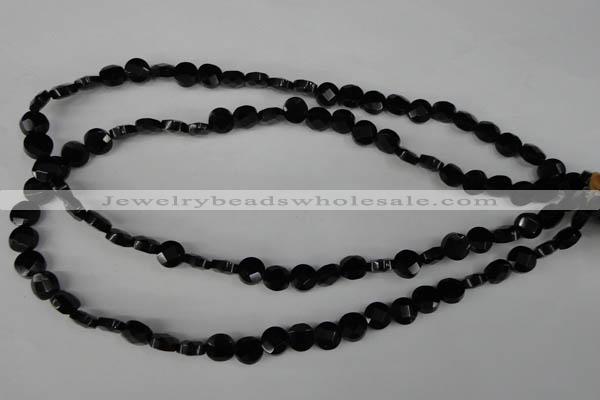 CBS291 15.5 inches 8mm faceted coin blackstone beads wholesale