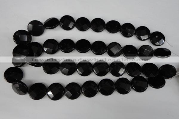 CBS297 15.5 inches 20mm faceted coin blackstone beads wholesale