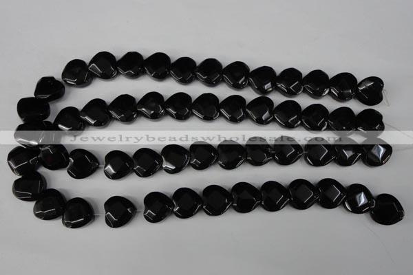 CBS305 15.5 inches 15*15mm faceted heart blackstone beads wholesale