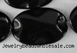 CBS325 15.5 inches 26*40mm wavy oval blackstone beads wholesale