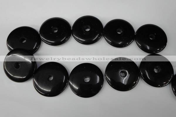 CBS340 15.5 inches 40mm donut blackstone beads wholesale