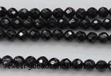 CBS503 15.5 inches 4mm faceted round A grade black spinel beads