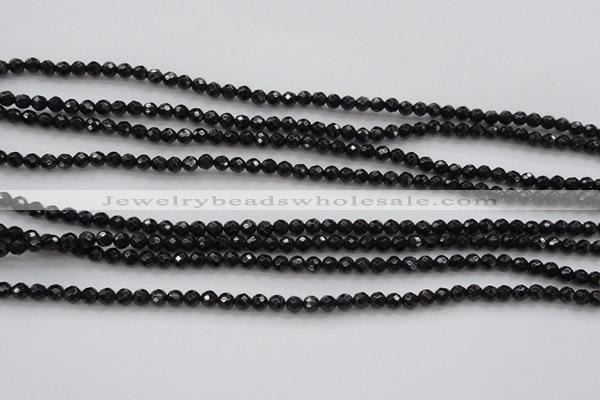 CBS503 15.5 inches 4mm faceted round A grade black spinel beads