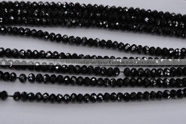 CBS514 15.5 inches 4*6mm faceted rondelle AA grade black spinel beads