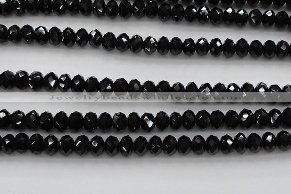 CBS516 15.5 inches 6*8mm faceted rondelle AA grade black spinel beads