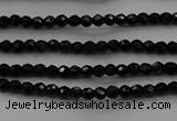 CBS520 15.5 inches 2mm faceted round A grade black spinel beads