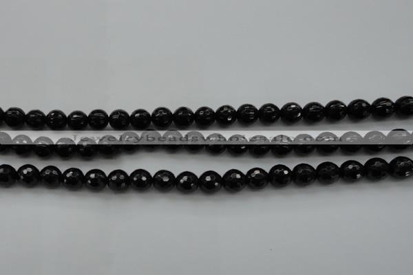 CBS523 15.5 inches 8mm faceted round A grade black spinel beads