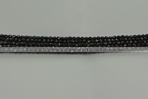 CBS534 15.5 inches 3mm faceted round black spinel beads