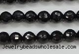 CBS556 15.5 inches 6mm faceted round AA grade black spinel beads