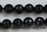 CBS557 15.5 inches 8mm faceted round AA grade black spinel beads