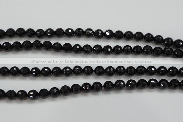 CBS557 15.5 inches 8mm faceted round AA grade black spinel beads