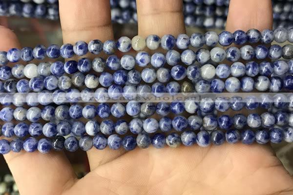 CBS600 15.5 inches 4mm round blue spot stone beads wholesale