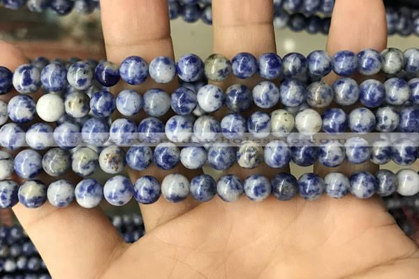 CBS601 15.5 inches 6mm round blue spot stone beads wholesale