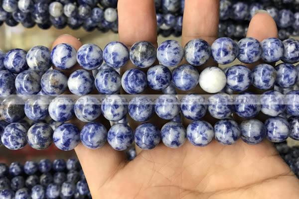 CBS604 15.5 inches 12mm round blue spot stone beads wholesale