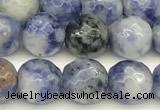 CBS611 15 inches 6mm faceted round blue spot stone beads