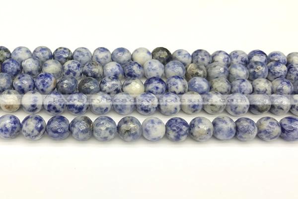 CBS612 15 inches 8mm faceted round blue spot stone beads