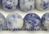 CBS614 15 inches 12mm faceted round blue spot stone beads