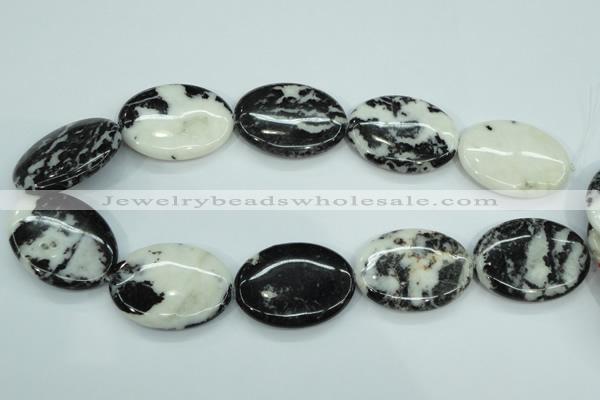 CBW129 15.5 inches 30*40mm oval black & white jasper beads