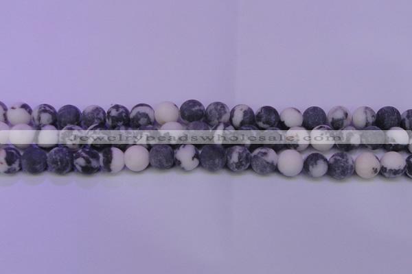 CBW155 15.5 inches 14mm round matte black & white jasper beads