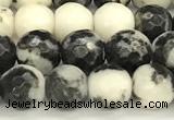 CBW180 15 inches 6mm faceted round black & white jasper beads