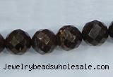 CBZ107 15.5 inches 14mm faceted round bronzite gemstone beads