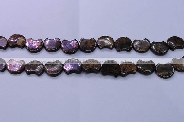 CBZ111 15.5 inches 15*18mm curved moon bronzite gemstone beads