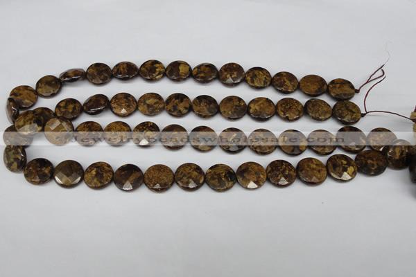 CBZ431 15.5 inches 15mm faceted coin bronzite gemstone beads