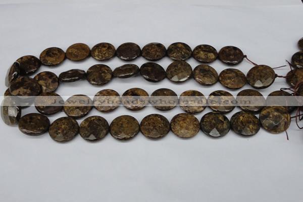 CBZ432 15.5 inches 18mm faceted coin bronzite gemstone beads