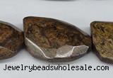 CBZ443 15.5 inches 23*32mm faceted & twisted rectangle bronzite beads