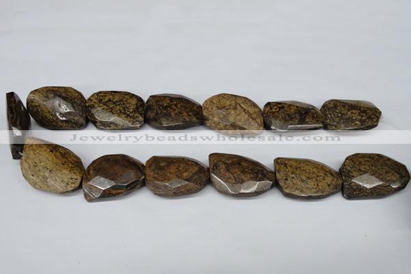 CBZ443 15.5 inches 23*32mm faceted & twisted rectangle bronzite beads