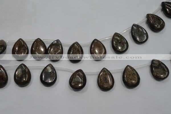 CBZ502 Top-drilled 13*18mm flat teardrop bronzite gemstone beads