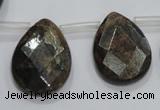 CBZ508 Top-drilled 15*20mm faceted flat teardrop bronzite gemstone beads