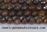 CBZ610 15.5 inches 4mm faceted round bronzite gemstone beads