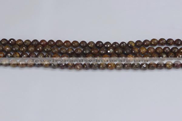 CBZ611 15.5 inches 6mm faceted round bronzite gemstone beads