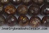 CBZ613 15.5 inches 10mm faceted round bronzite gemstone beads