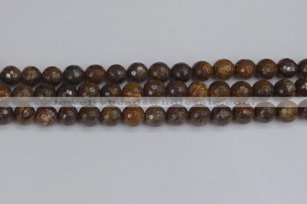 CBZ614 15.5 inches 12mm faceted round bronzite gemstone beads