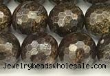 CBZ631 15 inches 8mm faceted round bronzite beads wholesale