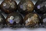 CBZ642 15 inches 10mm faceted round bronzite gemstone beads