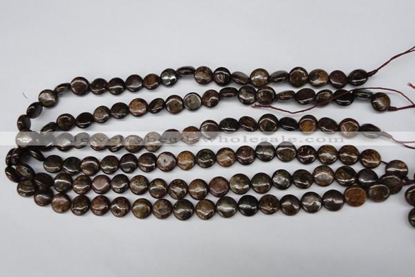 CBZ71 15.5 inches 10mm flat round bronzite gemstone beads