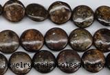 CBZ72 15.5 inches 12mm flat round bronzite gemstone beads