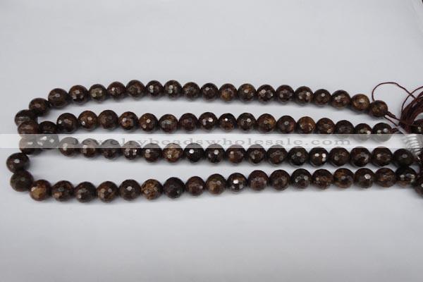 CBZ95 15.5 inches 10mm faceted round bronzite gemstone beads