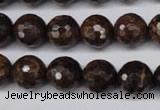 CBZ96 15.5 inches 12mm faceted round bronzite gemstone beads